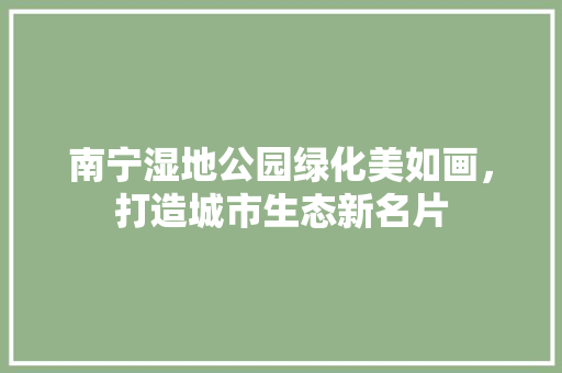 南宁湿地公园绿化美如画，打造城市生态新名片