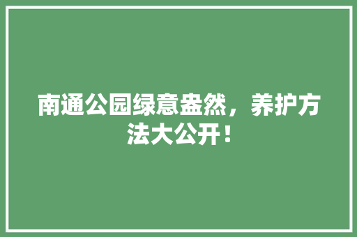 南通公园绿意盎然，养护方法大公开！