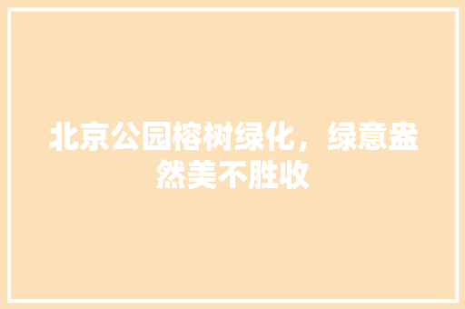 北京公园榕树绿化，绿意盎然美不胜收