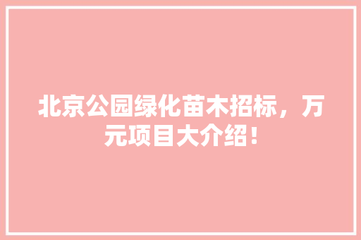 北京公园绿化苗木招标，万元项目大介绍！