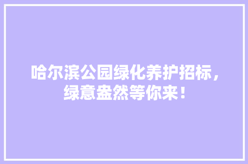哈尔滨公园绿化养护招标，绿意盎然等你来！