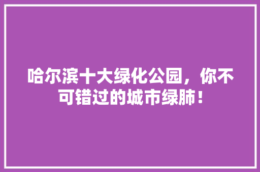哈尔滨十大绿化公园，你不可错过的城市绿肺！