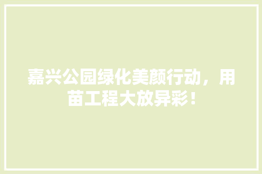 嘉兴公园绿化美颜行动，用苗工程大放异彩！