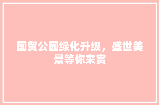 国贸公园绿化升级，盛世美景等你来赏