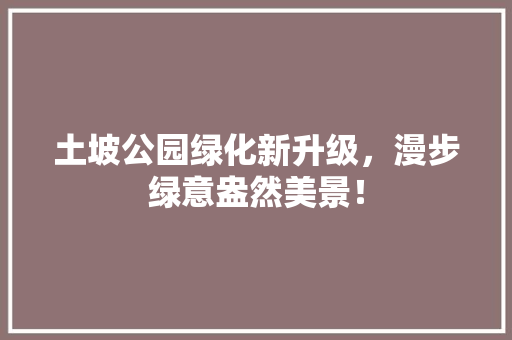 土坡公园绿化新升级，漫步绿意盎然美景！