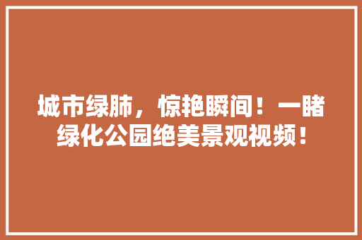 城市绿肺，惊艳瞬间！一睹绿化公园绝美景观视频！