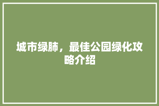 城市绿肺，最佳公园绿化攻略介绍
