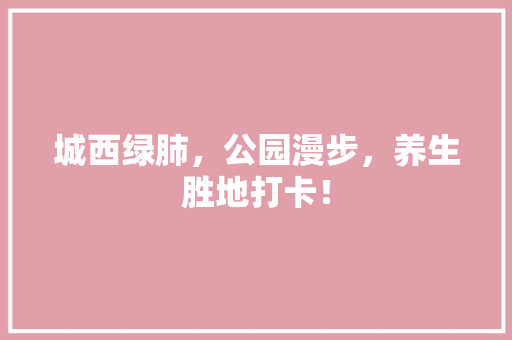 城西绿肺，公园漫步，养生胜地打卡！