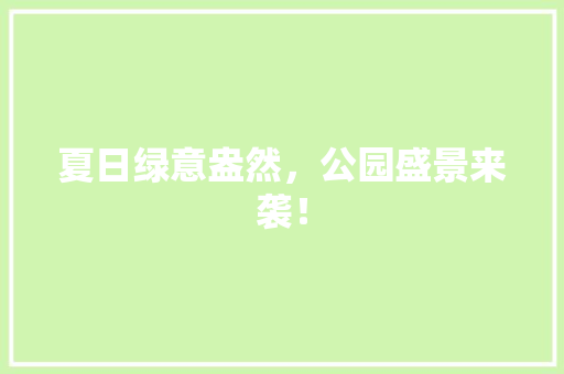 夏日绿意盎然，公园盛景来袭！