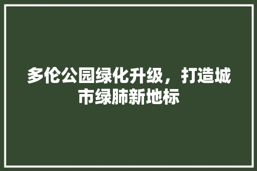 多伦公园绿化升级，打造城市绿肺新地标