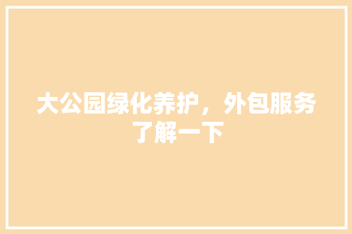 大公园绿化养护，外包服务了解一下