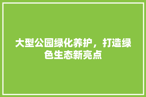 大型公园绿化养护，打造绿色生态新亮点