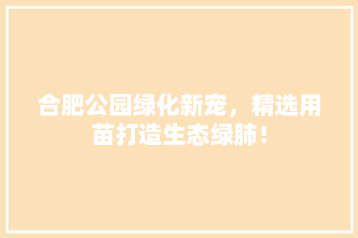 合肥公园绿化新宠，精选用苗打造生态绿肺！