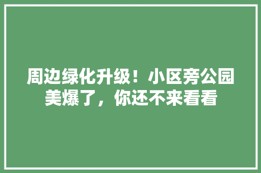 周边绿化升级！小区旁公园美爆了，你还不来看看