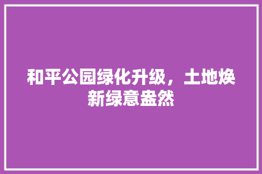 和平公园绿化升级，土地焕新绿意盎然 蔬菜育苗