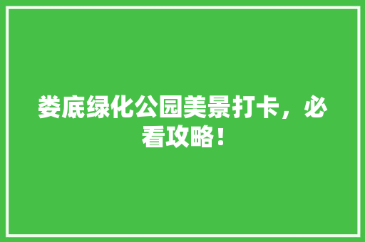 娄底绿化公园美景打卡，必看攻略！