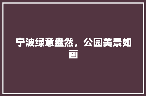 宁波绿意盎然，公园美景如画