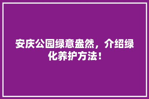 安庆公园绿意盎然，介绍绿化养护方法！
