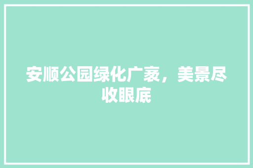 安顺公园绿化广袤，美景尽收眼底
