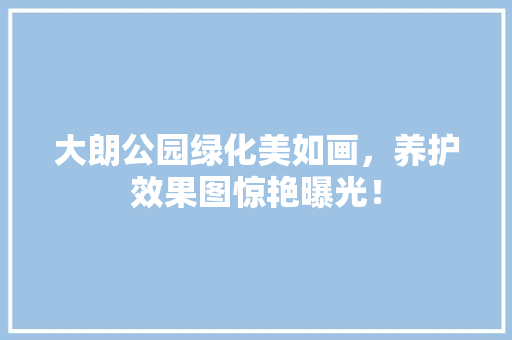 大朗公园绿化美如画，养护效果图惊艳曝光！