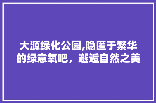 大源绿化公园,隐匿于繁华的绿意氧吧，邂逅自然之美