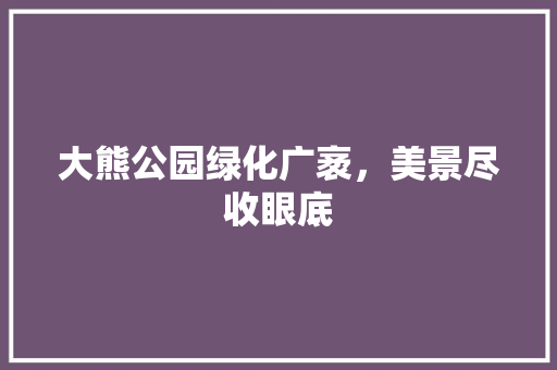 大熊公园绿化广袤，美景尽收眼底