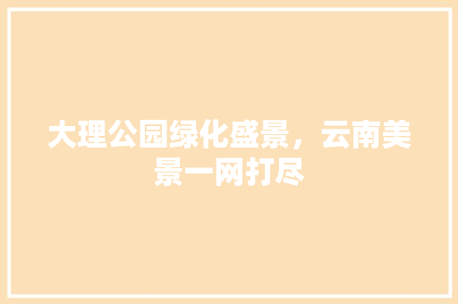 大理公园绿化盛景，云南美景一网打尽