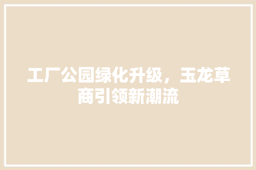 工厂公园绿化升级，玉龙草商引领新潮流
