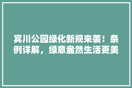 宾川公园绿化新规来袭！条例详解，绿意盎然生活更美好