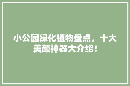 小公园绿化植物盘点，十大美颜神器大介绍！