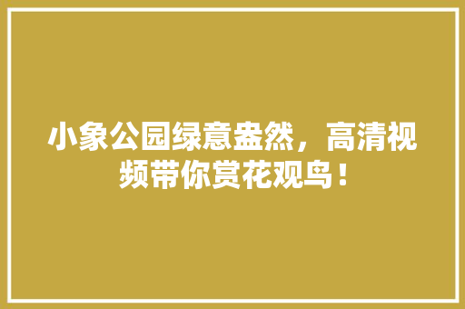 小象公园绿意盎然，高清视频带你赏花观鸟！
