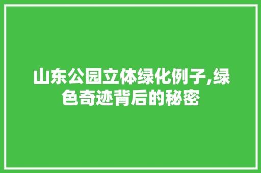 山东公园立体绿化例子,绿色奇迹背后的秘密