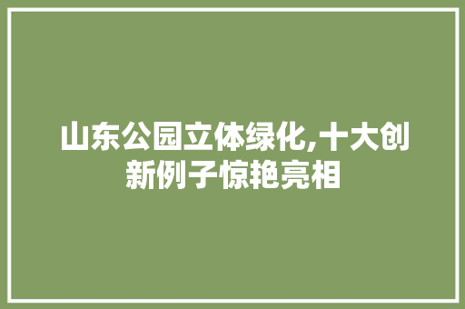 山东公园立体绿化,十大创新例子惊艳亮相