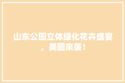 山东公园立体绿化花卉盛宴，美图来袭！
