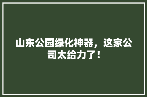 山东公园绿化神器，这家公司太给力了！