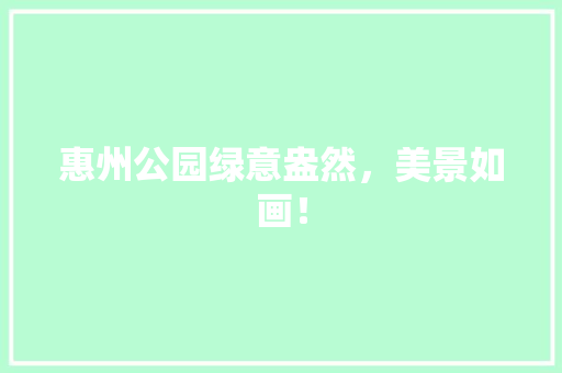 惠州公园绿意盎然，美景如画！