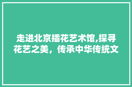 走进北京插花艺术馆,探寻花艺之美，传承中华传统文化 育苗设备