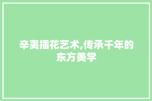 辛夷插花艺术,传承千年的东方美学