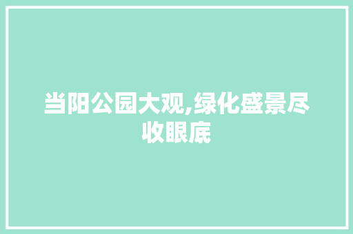 当阳公园大观,绿化盛景尽收眼底