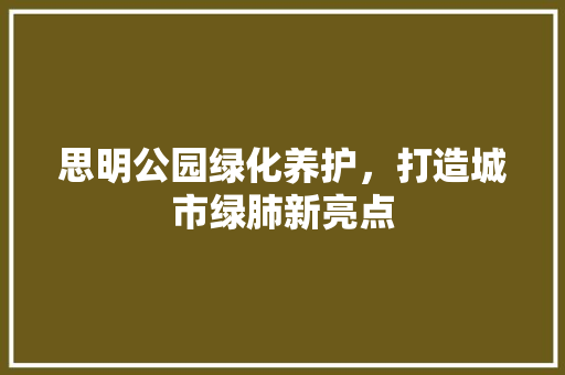 思明公园绿化养护，打造城市绿肺新亮点