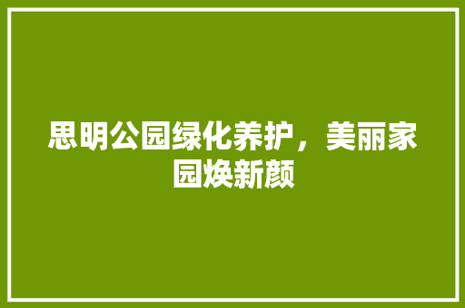 思明公园绿化养护，美丽家园焕新颜