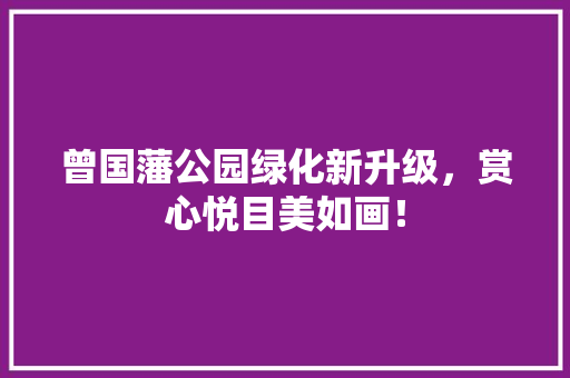 曾国藩公园绿化新升级，赏心悦目美如画！