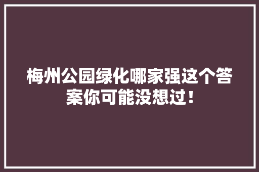 梅州公园绿化哪家强这个答案你可能没想过！