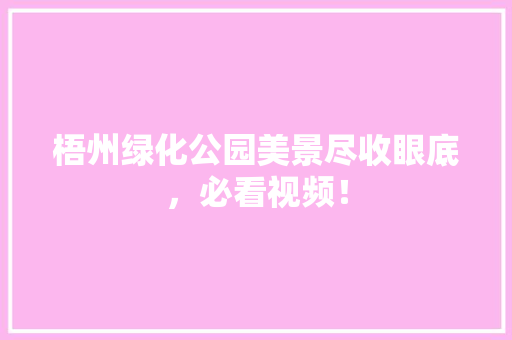 梧州绿化公园美景尽收眼底，必看视频！
