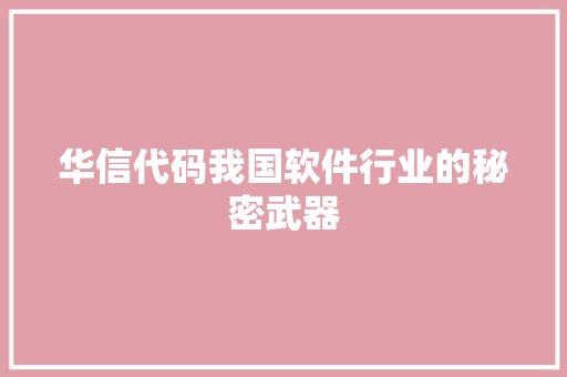 华信代码我国软件行业的秘密武器