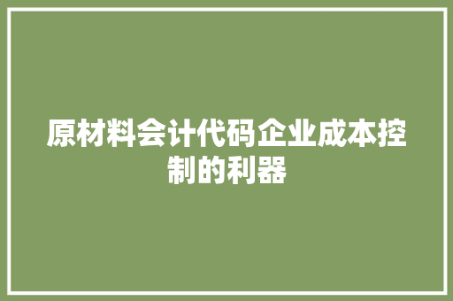 原材料会计代码企业成本控制的利器