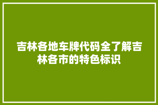 吉林各地车牌代码全了解吉林各市的特色标识