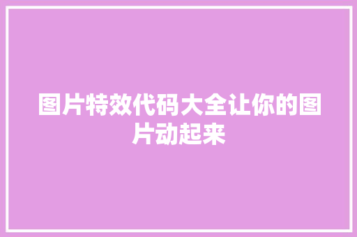 图片特效代码大全让你的图片动起来