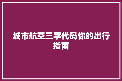 城市航空三字代码你的出行指南