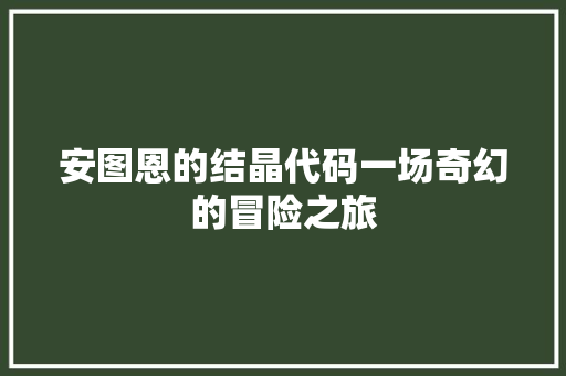 安图恩的结晶代码一场奇幻的冒险之旅